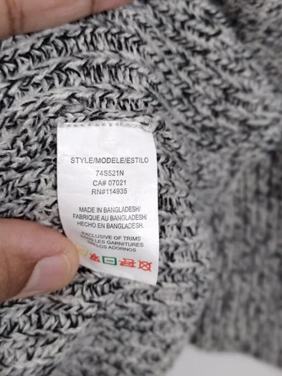 RDI Marled Knit Open Cardigan Size M Gray Elbow Patch Cozy Layering Sweater - Picture 8 of 13